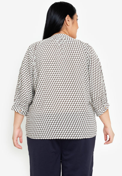 Divina Plus Size V-Neck 3/4 Long Sleeve Blouse Top