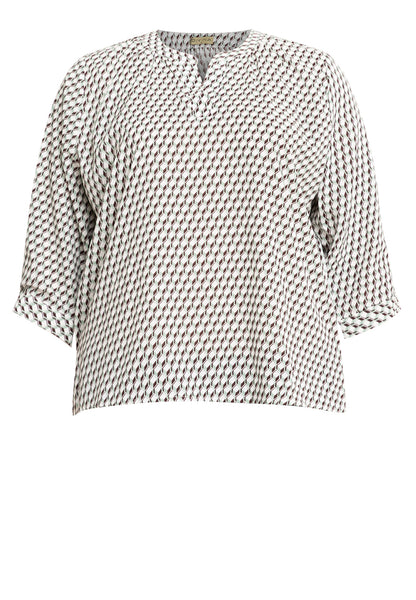 Divina Plus Size V-Neck 3/4 Long Sleeve Blouse Top