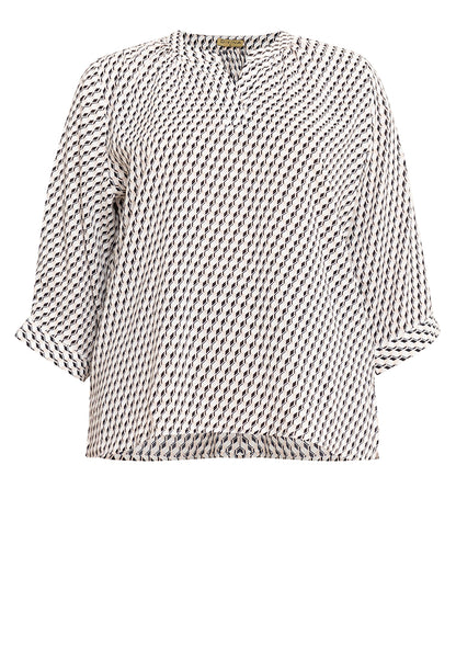 Divina Plus Size V-Neck 3/4 Long Sleeve Blouse Top