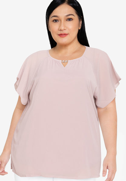Divina Plus Size V-Detail Blouse