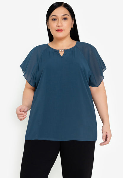 Divina Plus Size V-Detail Blouse