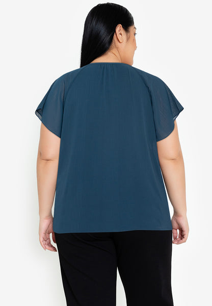 Divina Plus Size V-Detail Blouse