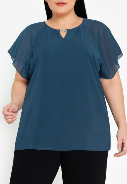 Divina Plus Size V-Detail Blouse