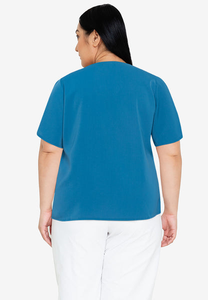 Divina Plus Size Pearl Detail Flares Sleeve Blouse