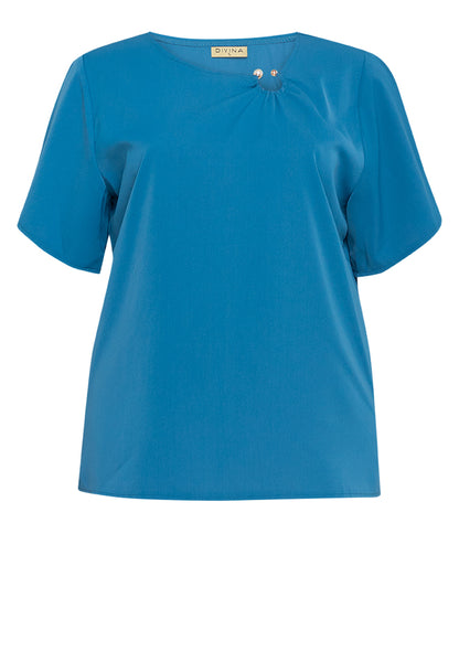 Divina Plus Size Pearl Detail Flares Sleeve Blouse