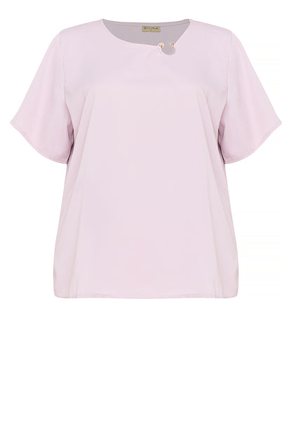 Divina Plus Size Pearl Detail Flares Sleeve Blouse