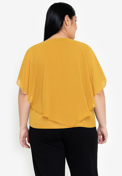 Divina Plus Size Overlay Blouse Top With Necklace