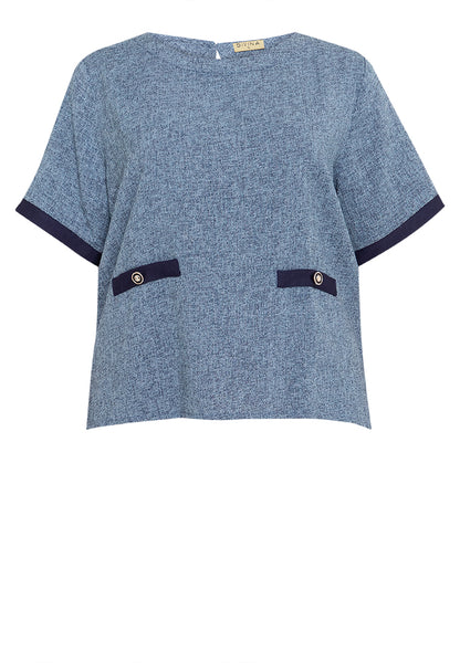 Divina Plus Size Round Neck Tweed Top Blouse