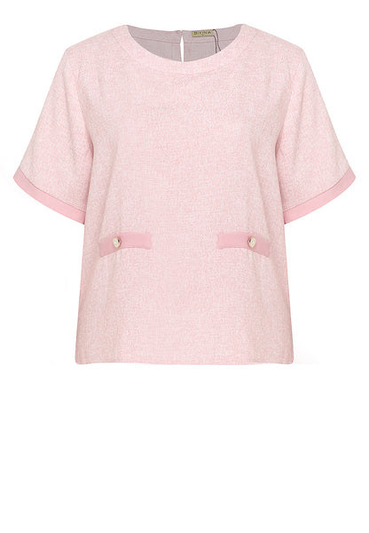 Divina Plus Size Round Neck Tweed Top Blouse