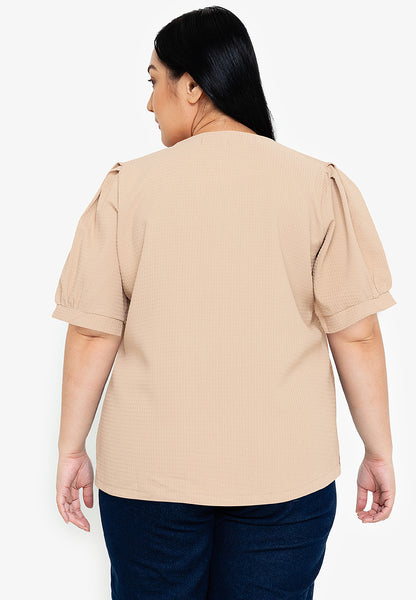 Divina Plus Size Squareneck Puff Sleeve Blouse Top