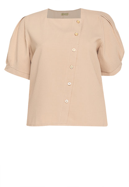 Divina Plus Size Squareneck Puff Sleeve Blouse Top