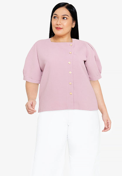 Divina Plus Size Squareneck Puff Sleeve Blouse Top