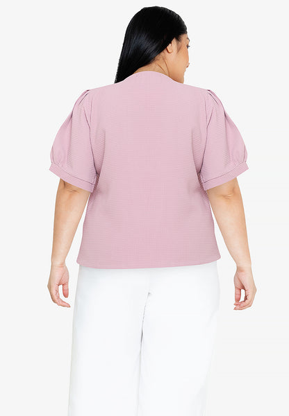 Divina Plus Size Squareneck Puff Sleeve Blouse Top