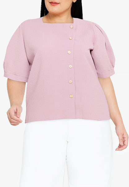 Divina Plus Size Squareneck Puff Sleeve Blouse Top