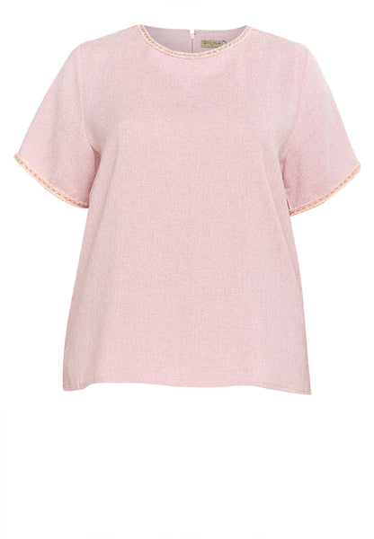 Divina Plus Size Tweed Blouse Top with Trimmings