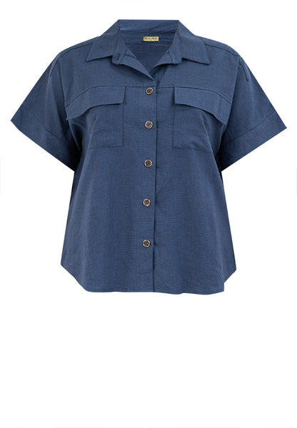 Divina Plus Size Collared Tweed Blouse Top