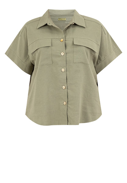 Divina Plus Size Collared Tweed Blouse Top