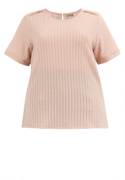 Divina Plus Size Cotton Knit Blouse Top with Gold Buttons