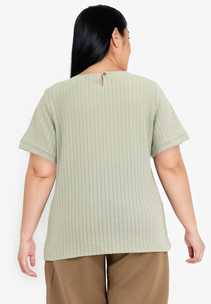 Divina Plus Size Cotton Knit Blouse Top with Gold Buttons