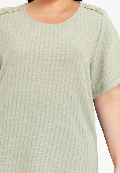 Divina Plus Size Cotton Knit Blouse Top with Gold Buttons