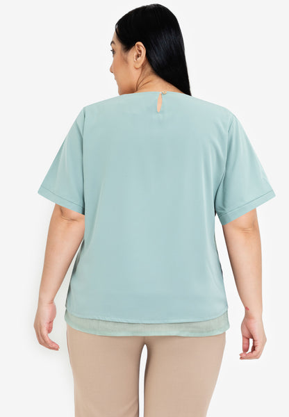 Divina Plus Size Tiered Basic Short Sleeve Top Blouse