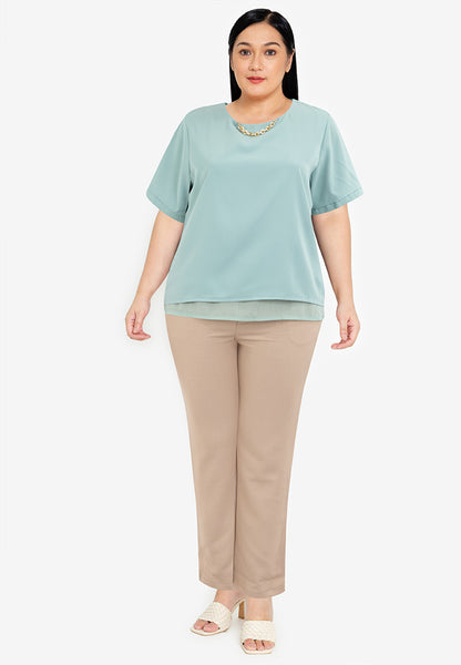 Divina Plus Size Tiered Basic Short Sleeve Top Blouse