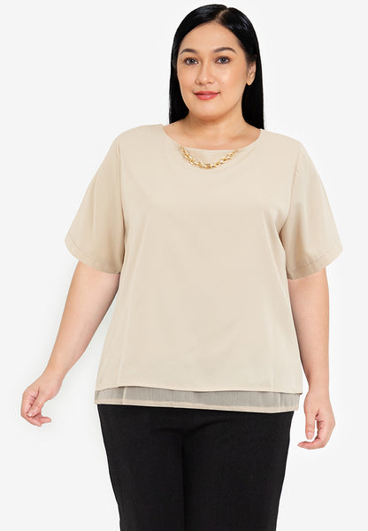 Divina Plus Size Tiered Basic Short Sleeve Top Blouse