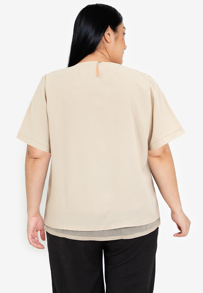 Divina Plus Size Tiered Basic Short Sleeve Top Blouse
