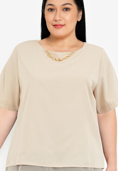 Divina Plus Size Tiered Basic Short Sleeve Top Blouse