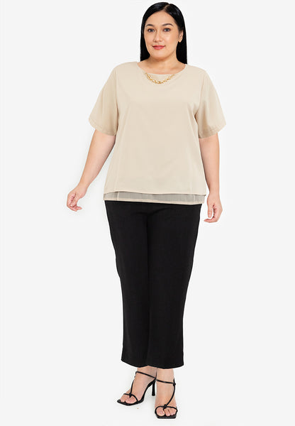 Divina Plus Size Tiered Basic Short Sleeve Top Blouse