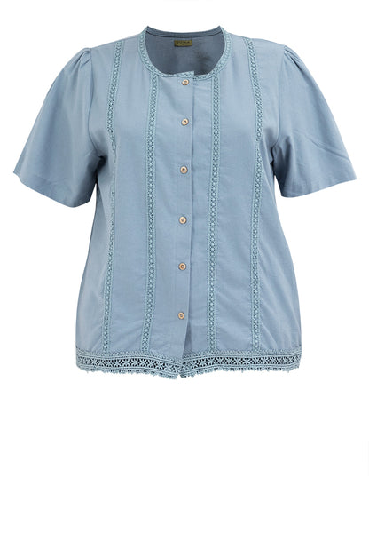 Divina Plus Size Puff Sleeve with Trimming Blouse Top