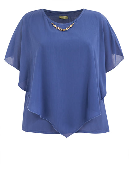 Divina Plus Size Overlay Blouse Top with Neck Lace