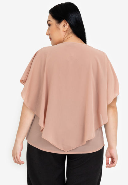 Divina Plus Size Overlay Blouse Top with Neck Lace