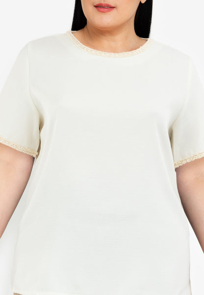 Divina Plus Size Tweed Blouse Top with Trimmings