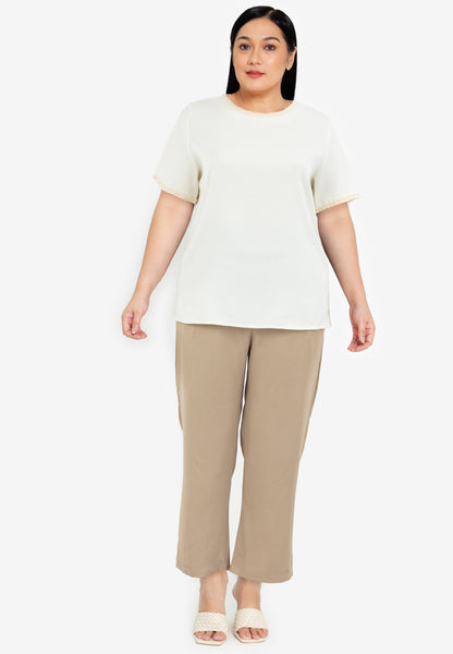 Divina Plus Size Tweed Blouse Top with Trimmings