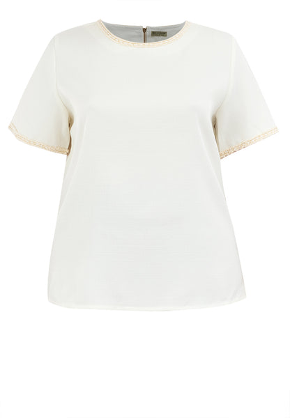 Divina Plus Size Tweed Blouse Top with Trimmings