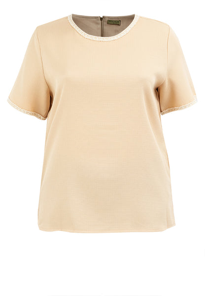 Divina Plus Size Tweed Blouse Top with Trimmings