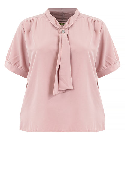 Divina Plus Size Slip-in Frill Pearl Detail Blouse Top