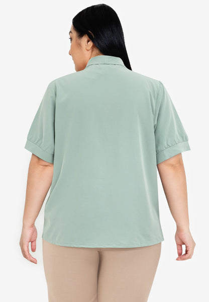 Divina Plus Size Slip-in Frill Pearl Detail Blouse Top