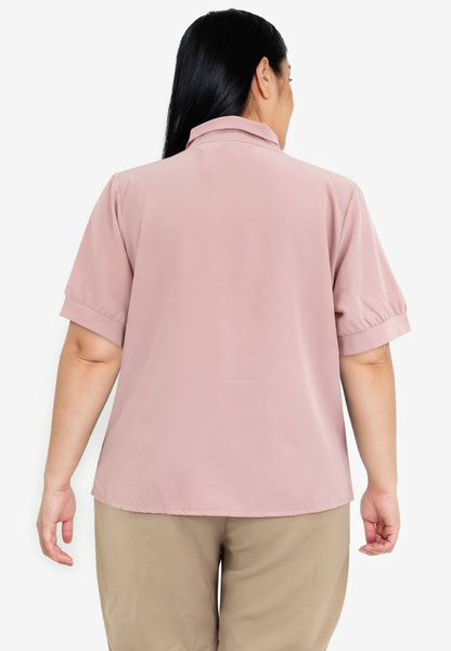 Divina Plus Size Slip-in Frill Pearl Detail Blouse Top