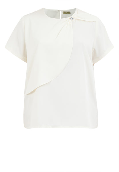 Divina Collared V-Neck with Detail Necklace Blouse Top