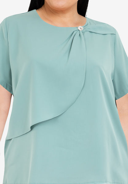 Divina Collared V-Neck with Detail Necklace Blouse Top