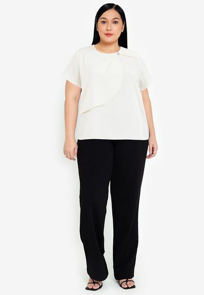 Divina Collared V-Neck with Detail Necklace Blouse Top