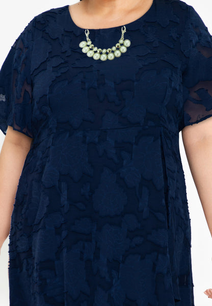 Plus Size Special Fabric Overlap Hem Midi Dress