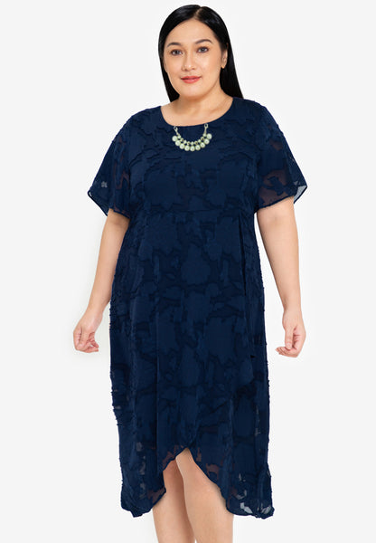Plus Size Special Fabric Overlap Hem Midi Dress