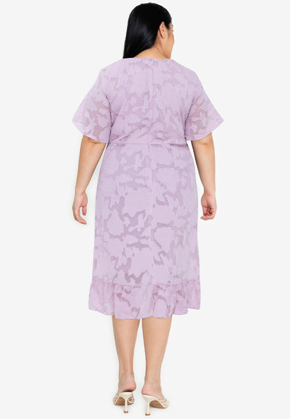 Plus Size Special Fabric Overlap Hem Midi Dress