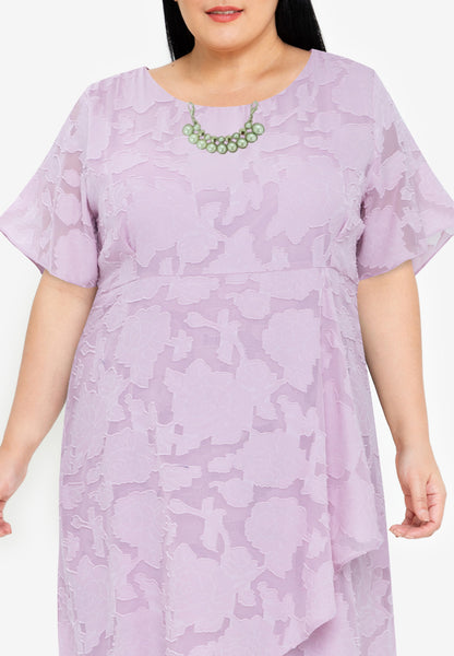 Plus Size Special Fabric Overlap Hem Midi Dress