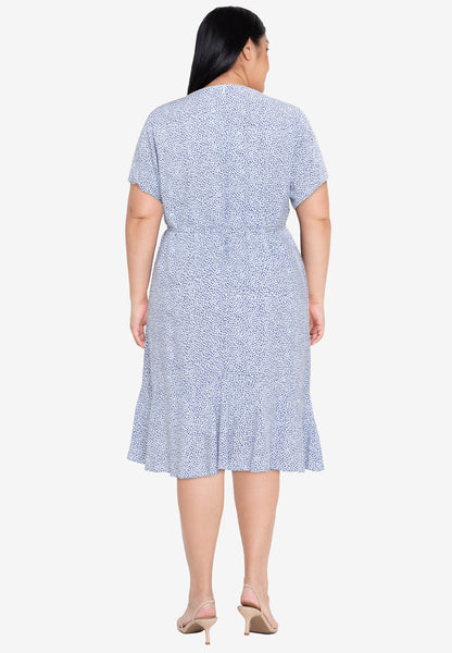 Divina Plus Size V Detail Flounce Hem Shift Dress