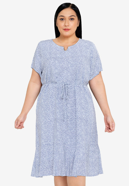 Divina Plus Size V Detail Flounce Hem Shift Dress