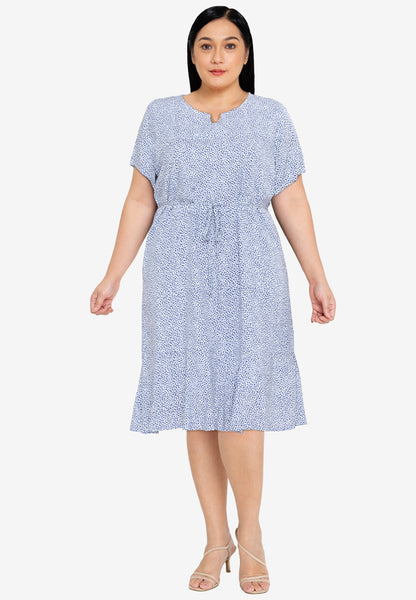Divina Plus Size V Detail Flounce Hem Shift Dress